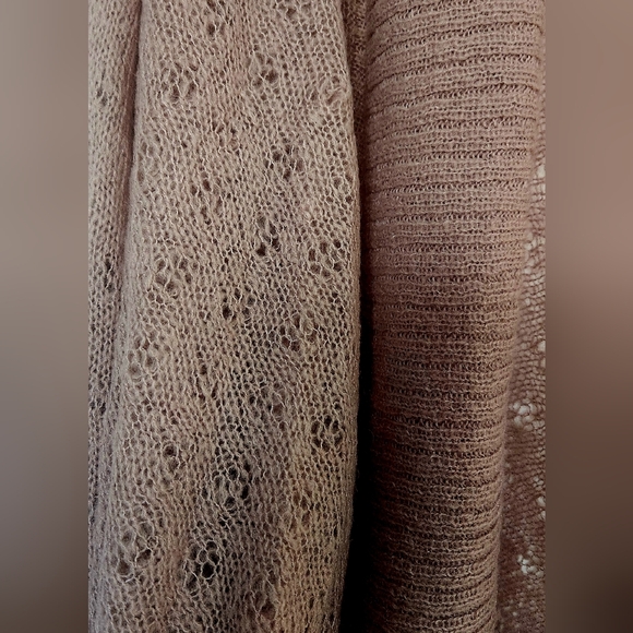 Dusty Rose Asymmetrical Long Cardigan Sweater - Picture 2 of 4